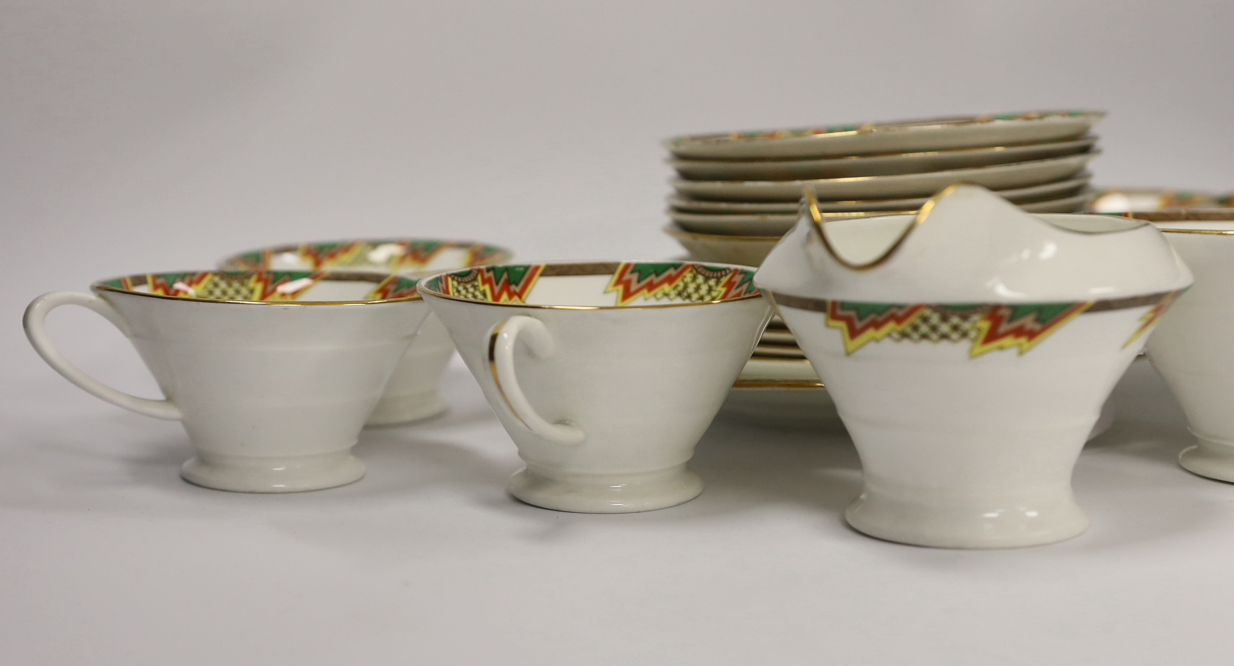 An Art Deco bone china part teaset